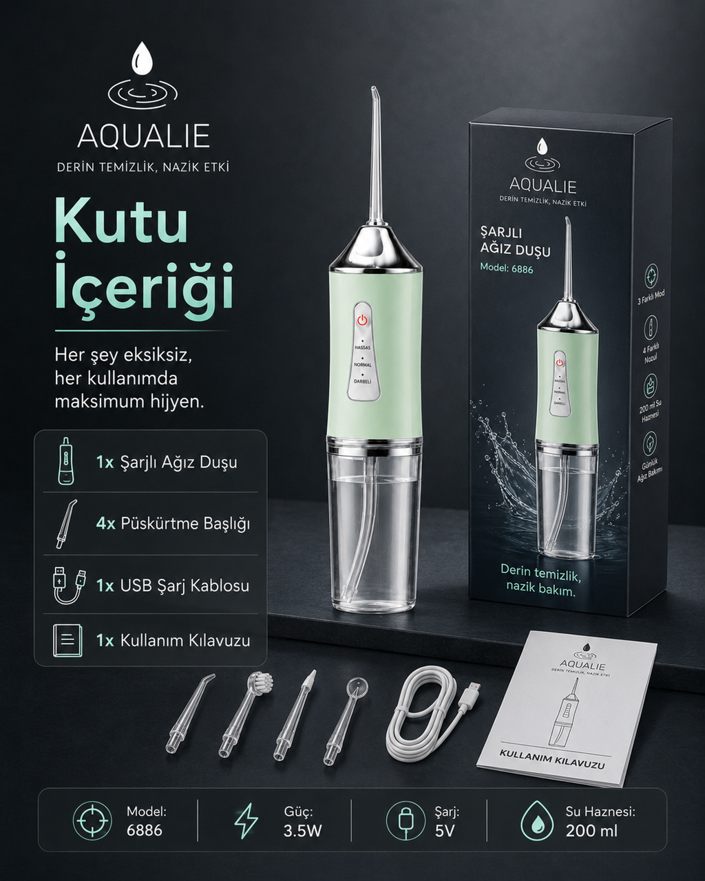 AQUALIE LUMA Şarjlı Ağız Duşu